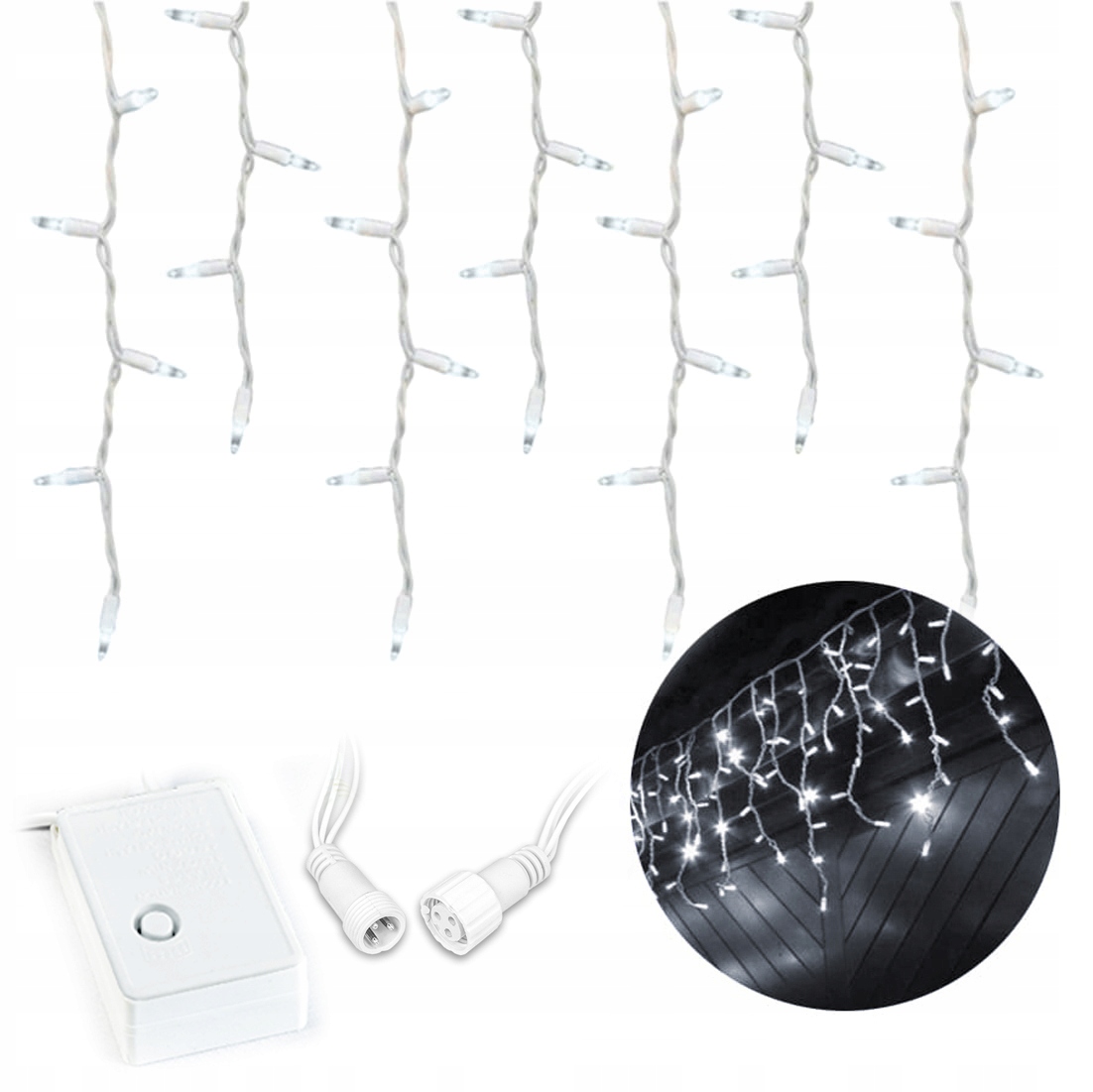 LAMPKI ŚWIĄTECZNE ZEWNĘTRZNE SOPLE 300 LED 12M