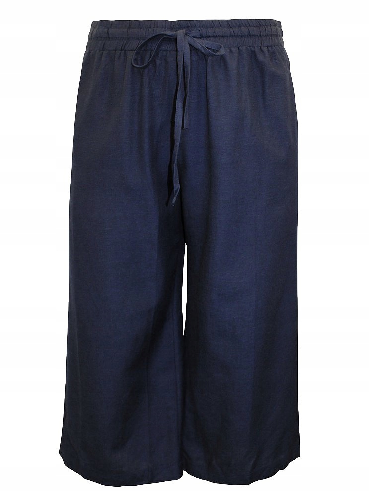 Jd Williams Modré 7/8 Kalhoty Se Lnem, Široká Nohavice JD17 46