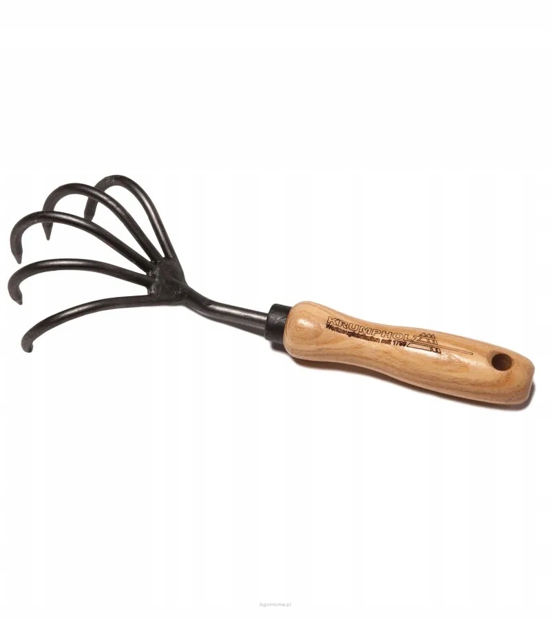 Ruční kultivátor zahradnické drápky 5 zubů jasanová rukojeť 140 mm
