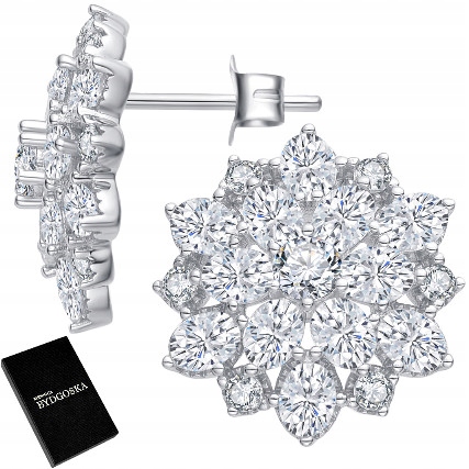 Stříbrné náušnice rhodiované šroubky tyčinky krystaly stříbro 925 na Vánoce