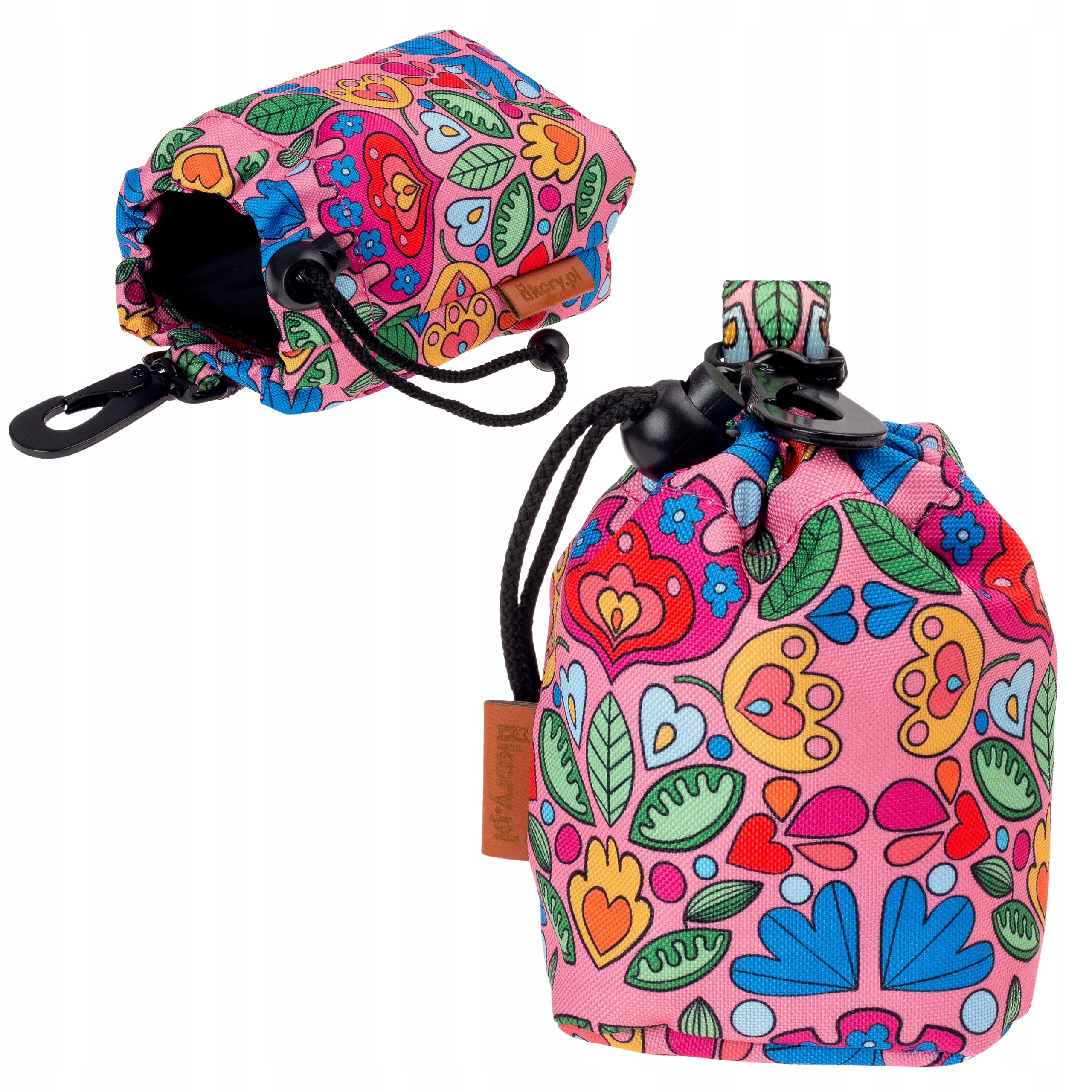 Levně Látková Sáčková Taška na pamlsky pro psa Ukory s srdíčka Vzorky