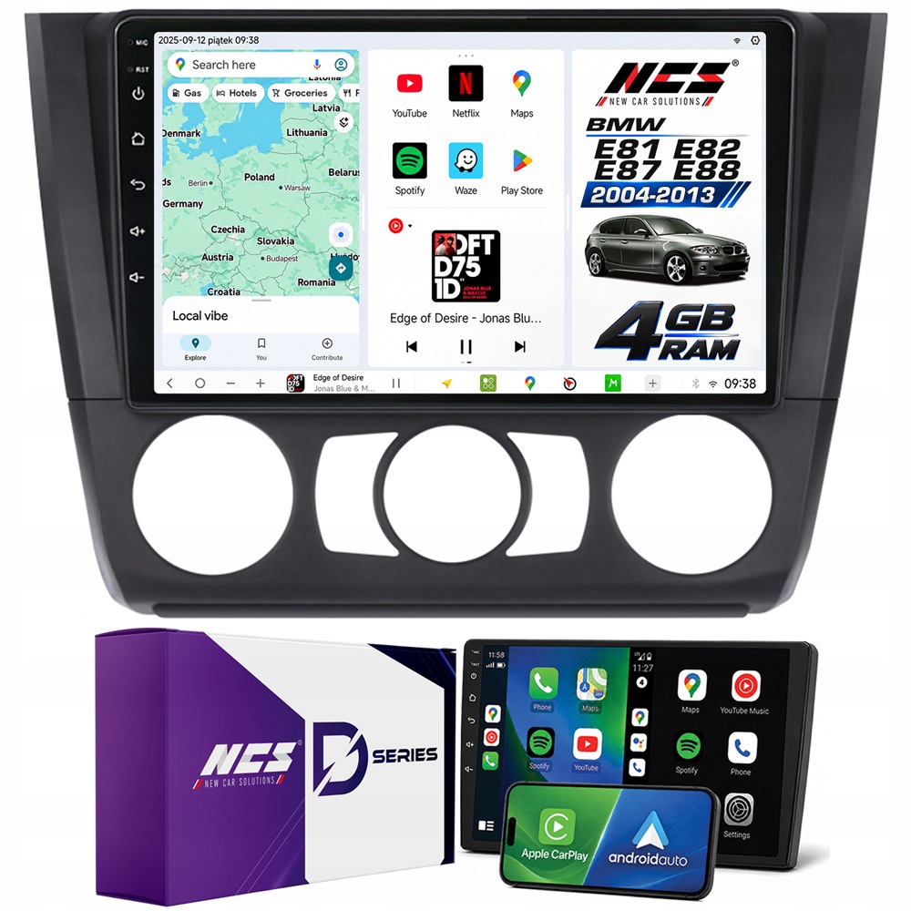 Rádio Navigace Ncs D9 Bmw 1 E81 E82 E87 E88 2004-2013 Android 4GB Lte 9″