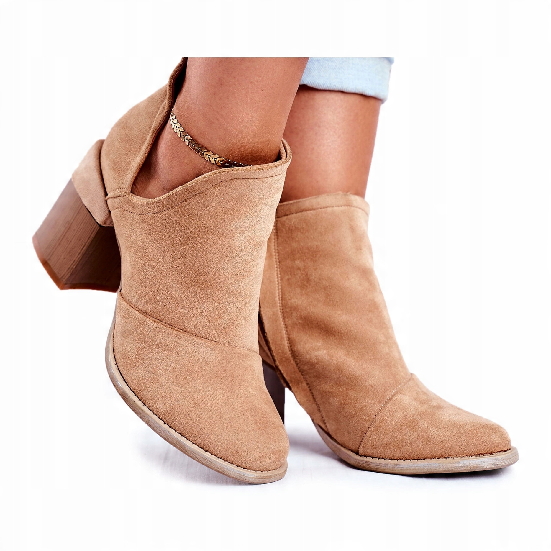 

Beżowy Skóra ekologiczna Buty Botki Msmg r.39