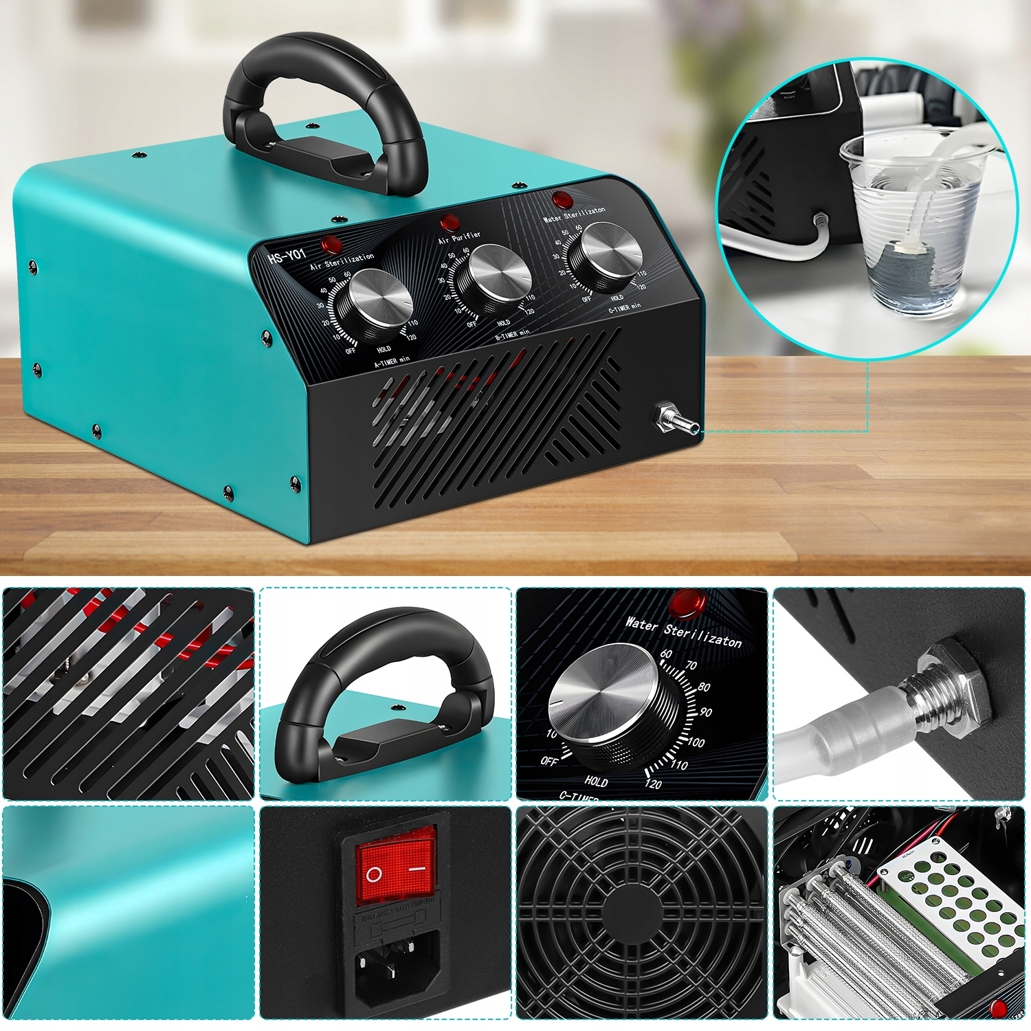 Ozone Generator 60,000mg/h, Home O3 Air Purifier Deodorizer Waga produktu z opakowaniem jednostkowym 4 kg