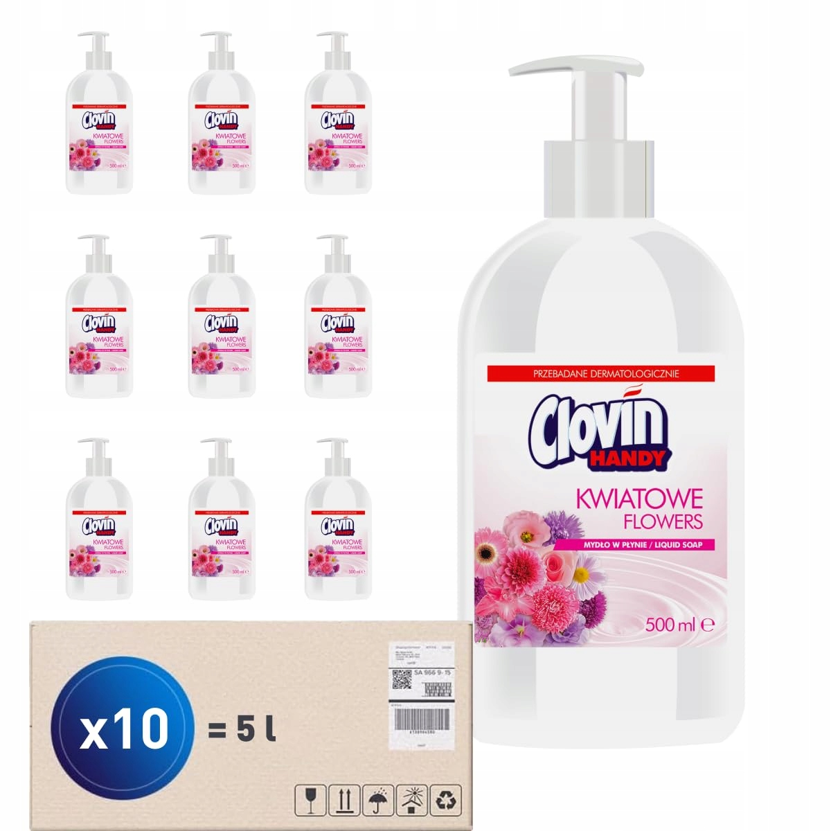 Handy Eco Tekuté mýdlo 500 ml 10 Kusů Květinová vůně pro citlivou pokožku