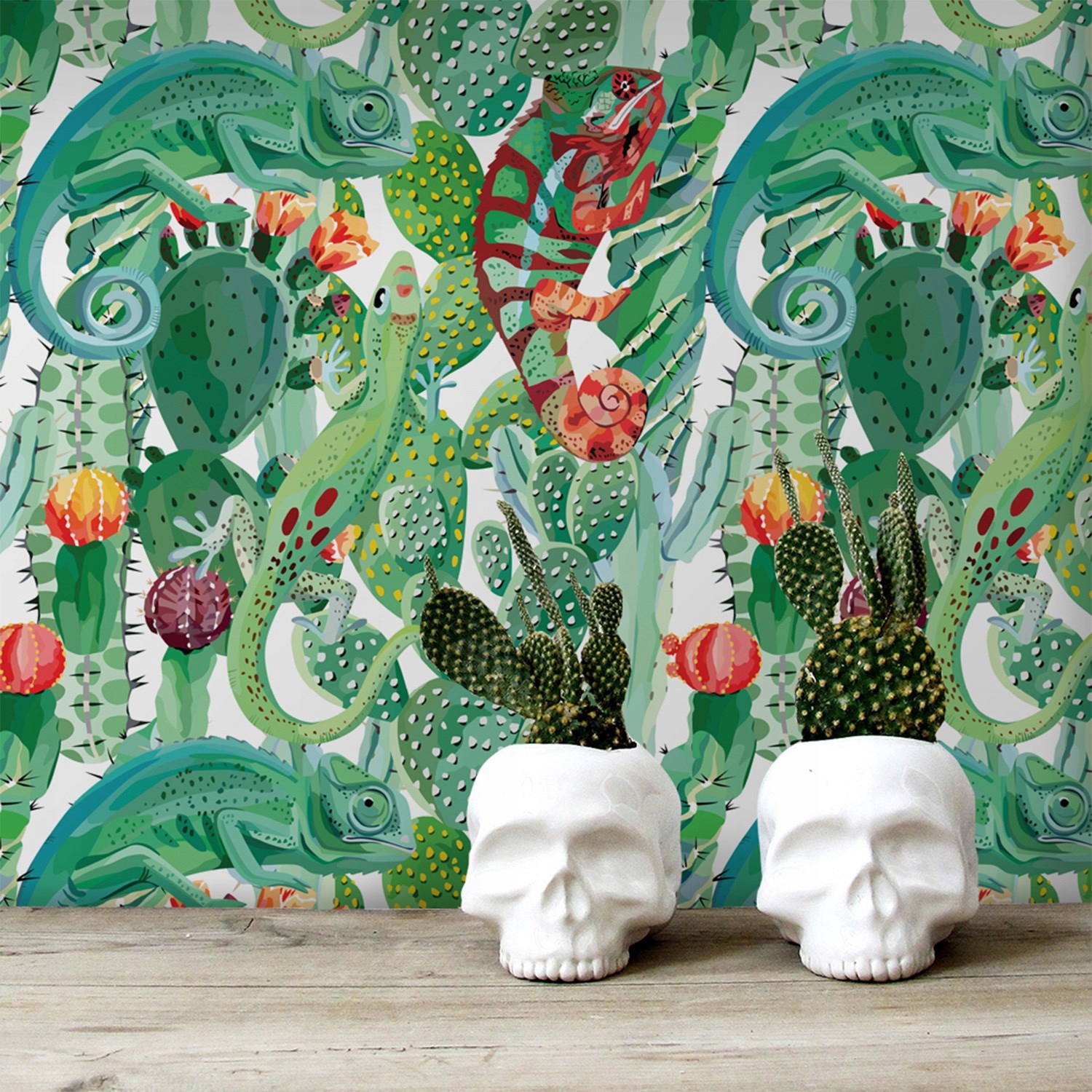 

Flizelinowa tapeta Kameleony w kaktusach 254x184cm