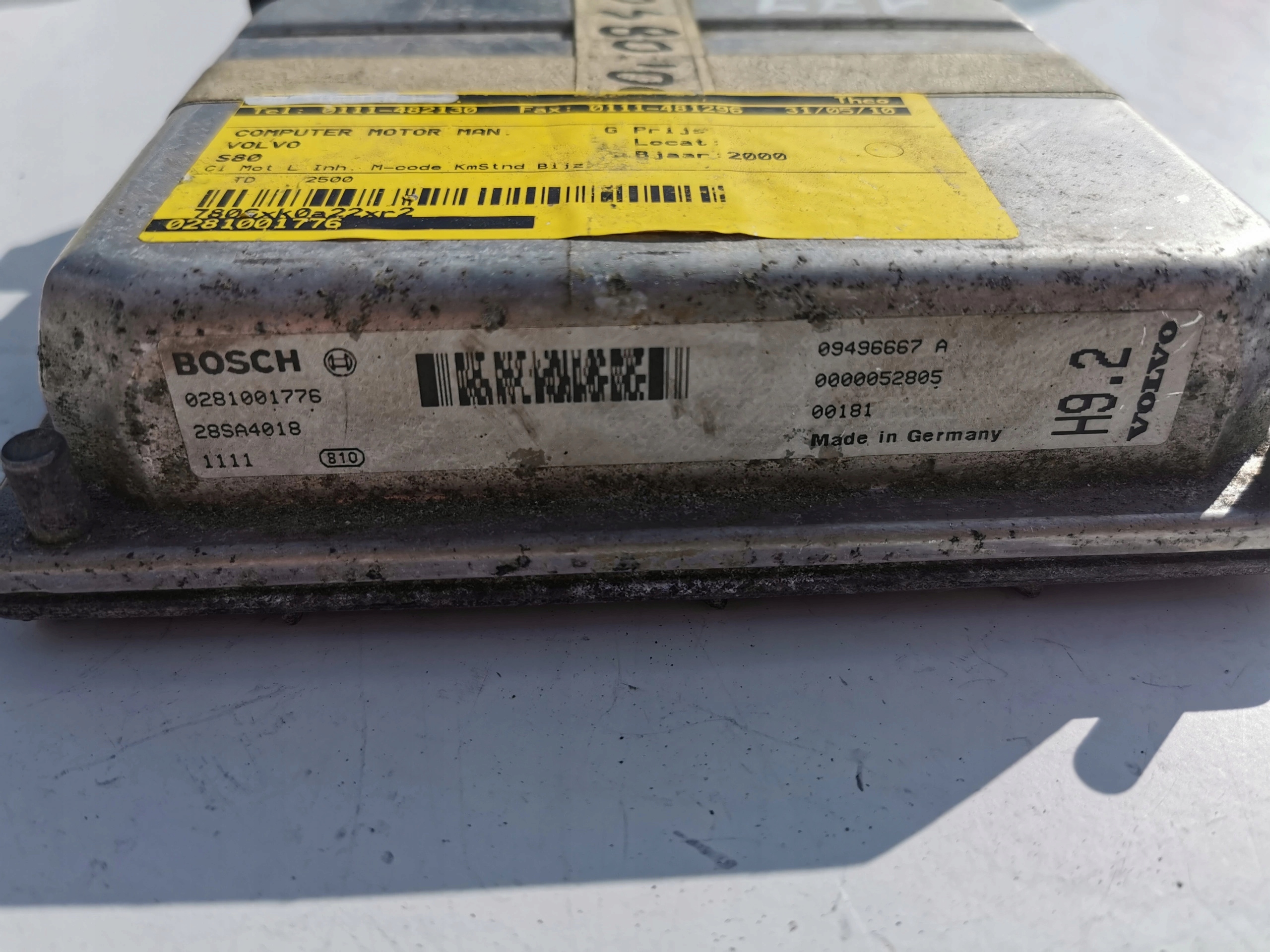 VOLVO S80 2.5D 0281001776 09496667A computer ECU