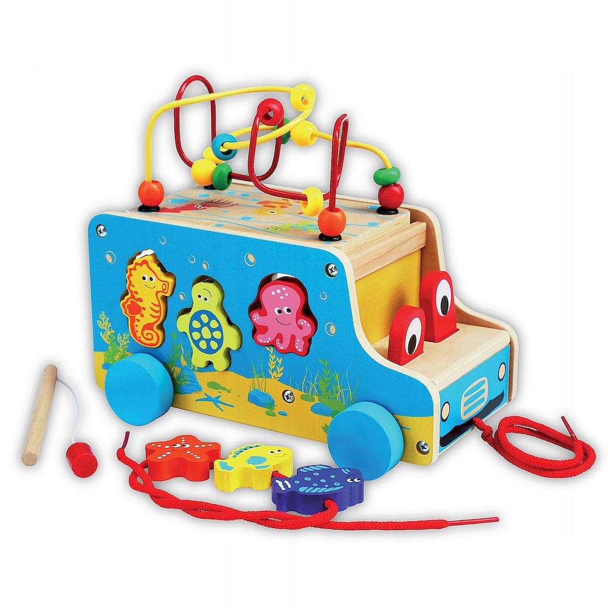 

Smily Play Drewniane auto 5w1 sorter rybki ciągacz
