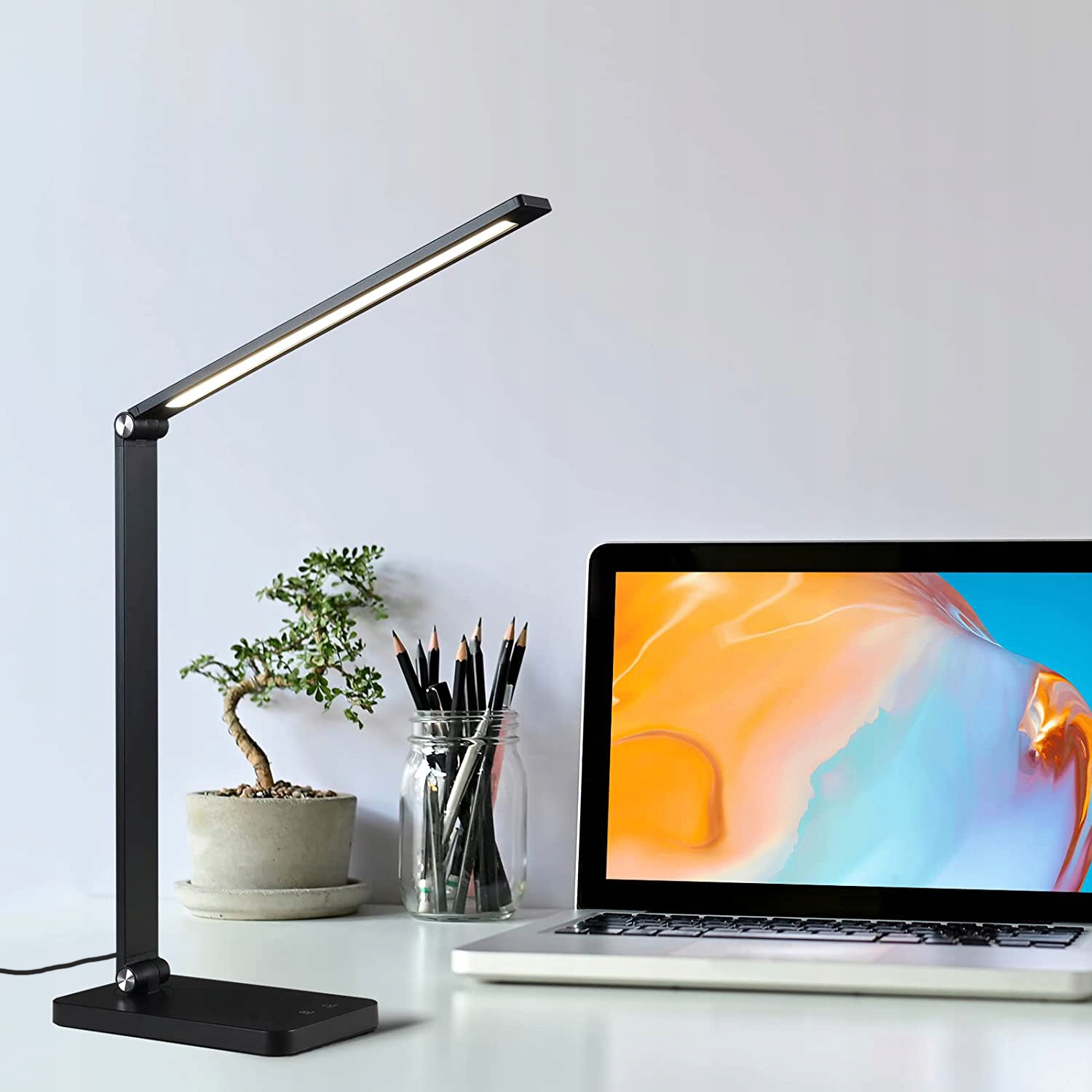 LAMPKA BIURKOWA SZKOLNA 28 LED DOTYK NA BIURKO DO CZYTANIA NAUKI PRACY Długość/wysokość 40 cm