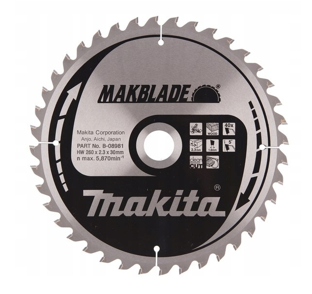 

Makita B-08981 Tarcza Do Drewna 260x30 MM 40Z