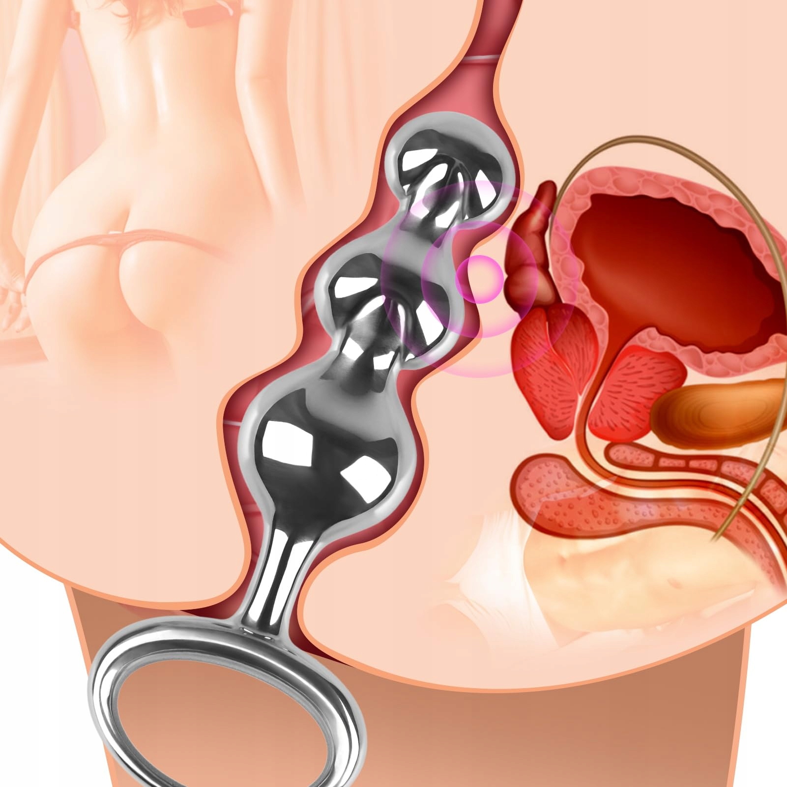 ROLUCK Korek Analny Stalowy Plug z Uchwytem Masażer Prostaty dla Par — miniatura 7