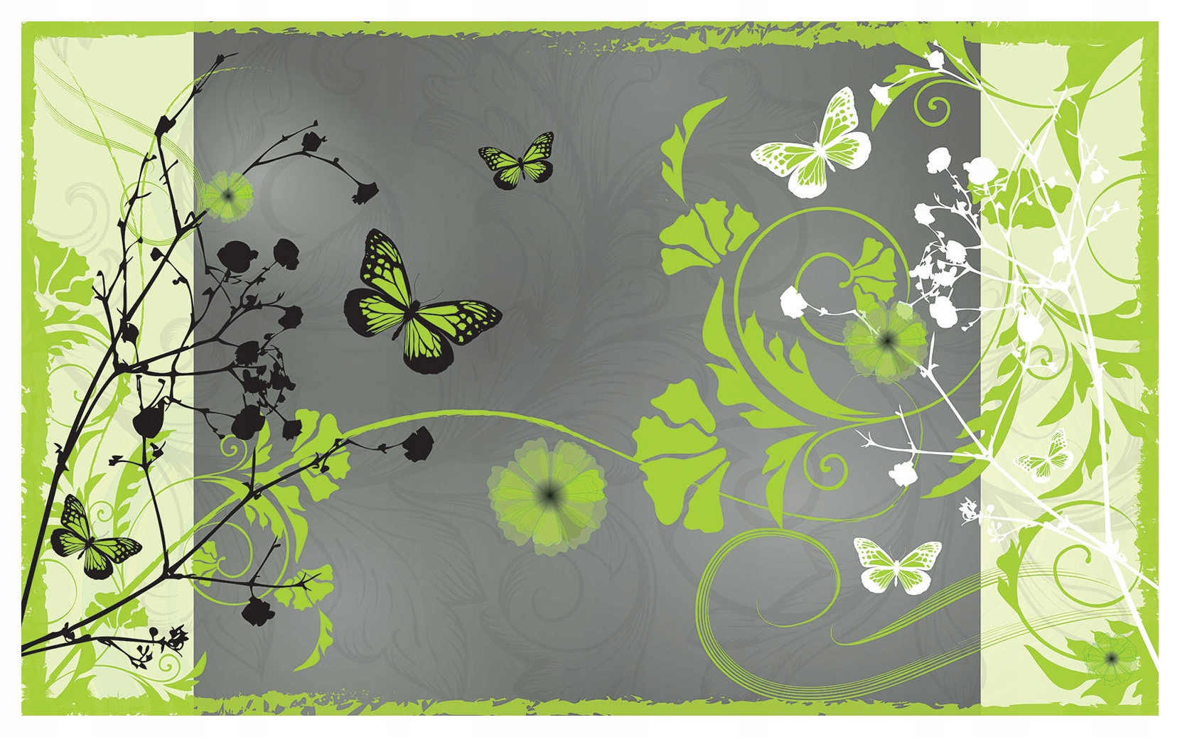 Fototapeta Zelený motýl a květiny Elegance přírody 368x254 vinylová lepidlo