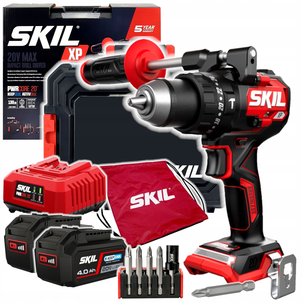 Wkrętarka udarowa Skil 20V 3085 130Nm 2x4.0Ah Bity Walizka