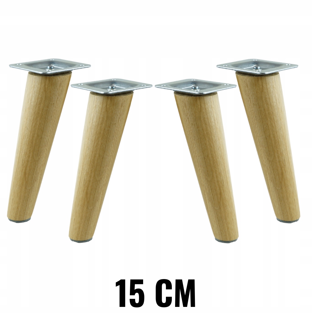 

4x Nóżka dębowa skośna lakierowana z blachą 15 cm