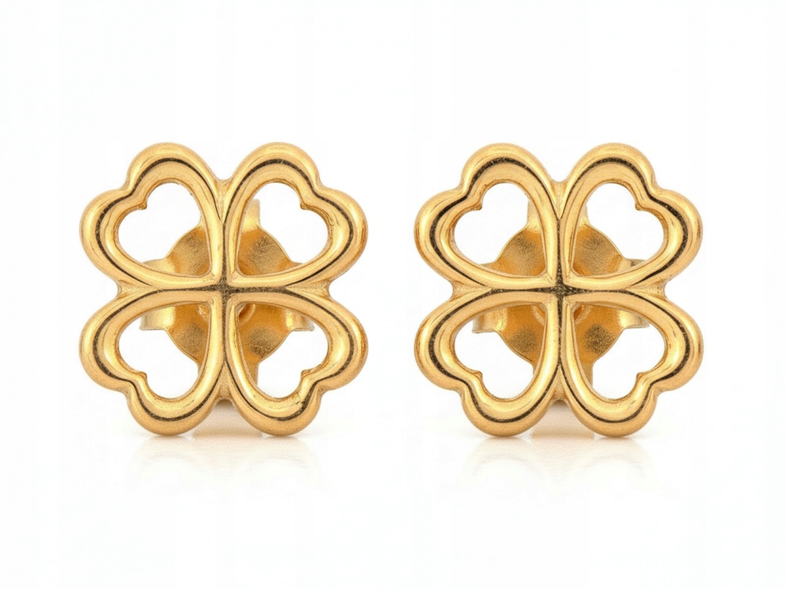 Náušnice zlaté dámské 585 obrysové čtyřlístky na tyči 14kt 1.40 g