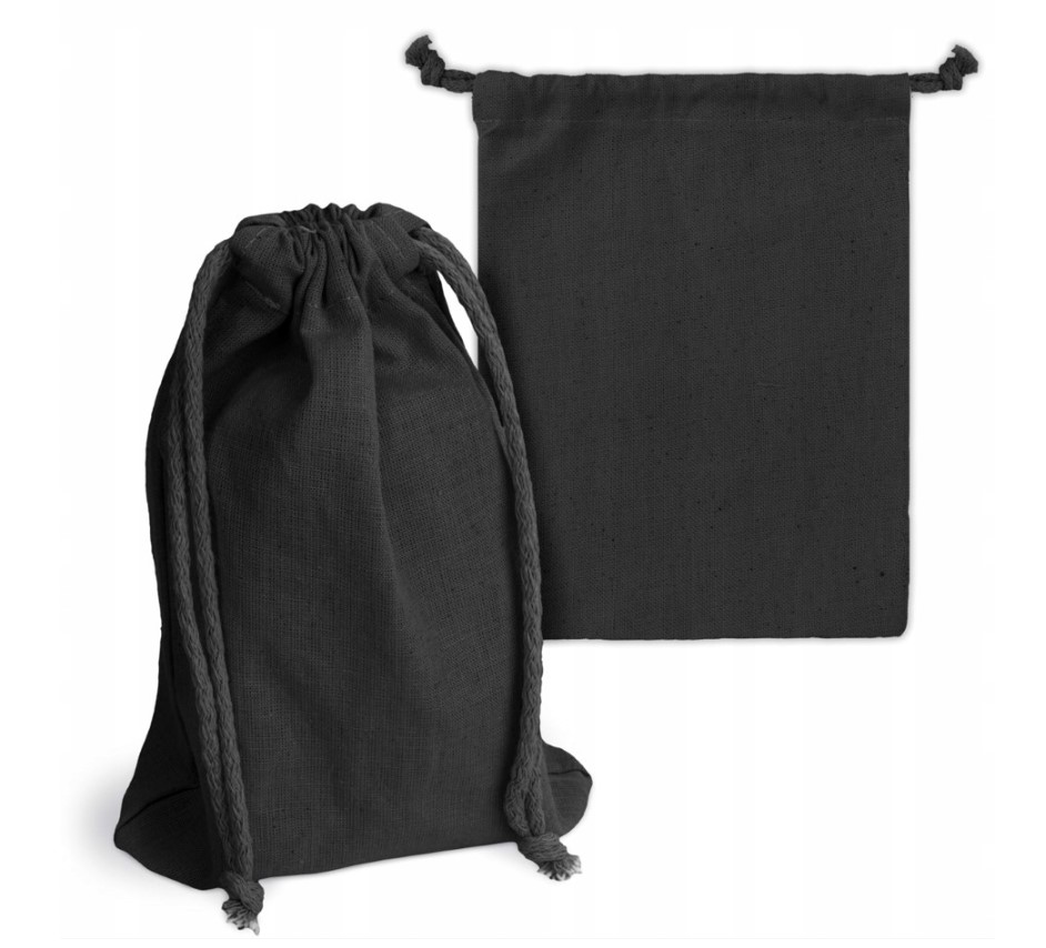 WOREK BAWEŁNIANY 15x20 cm CZARNY 145g Woreczek EKO na DROBIAZGI BIŻUTERIĘ Marka Allbag