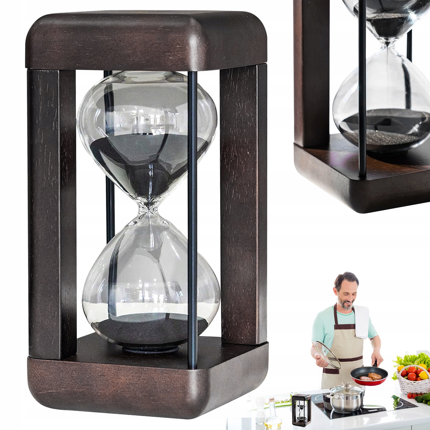 Stolní Hodiny S Rámem Z Ořechu, 60 Minut, Dekorace Do Pracovny, Obývacího Pokoje