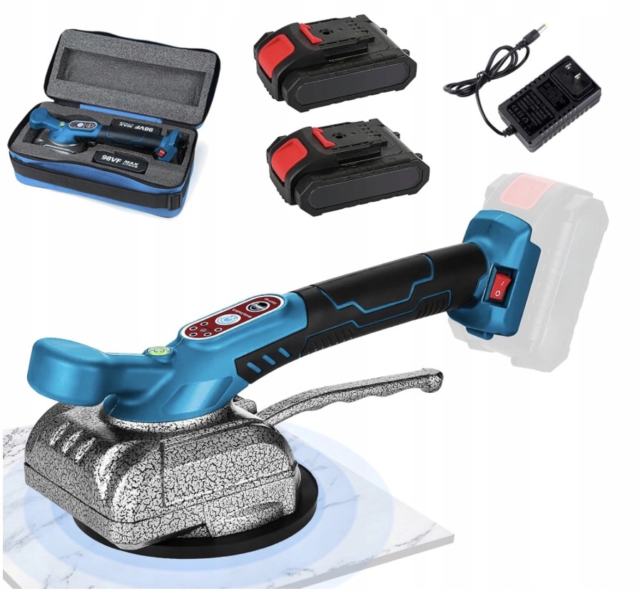 Vibrátor na dlaždice s přísavkou 100 kg 2 akumulátory 21 V 10000 Rpm