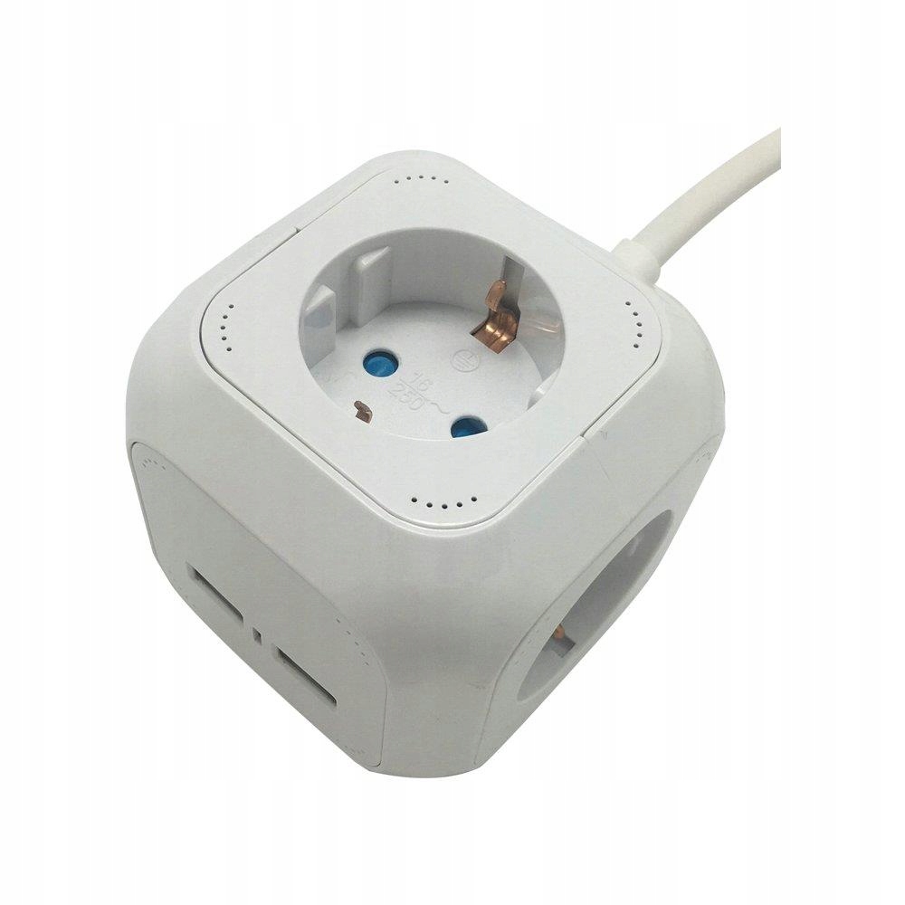 V-tac Prodlužovací Kabel Kostka 4 zásuvky 2x Usb 1.4 m