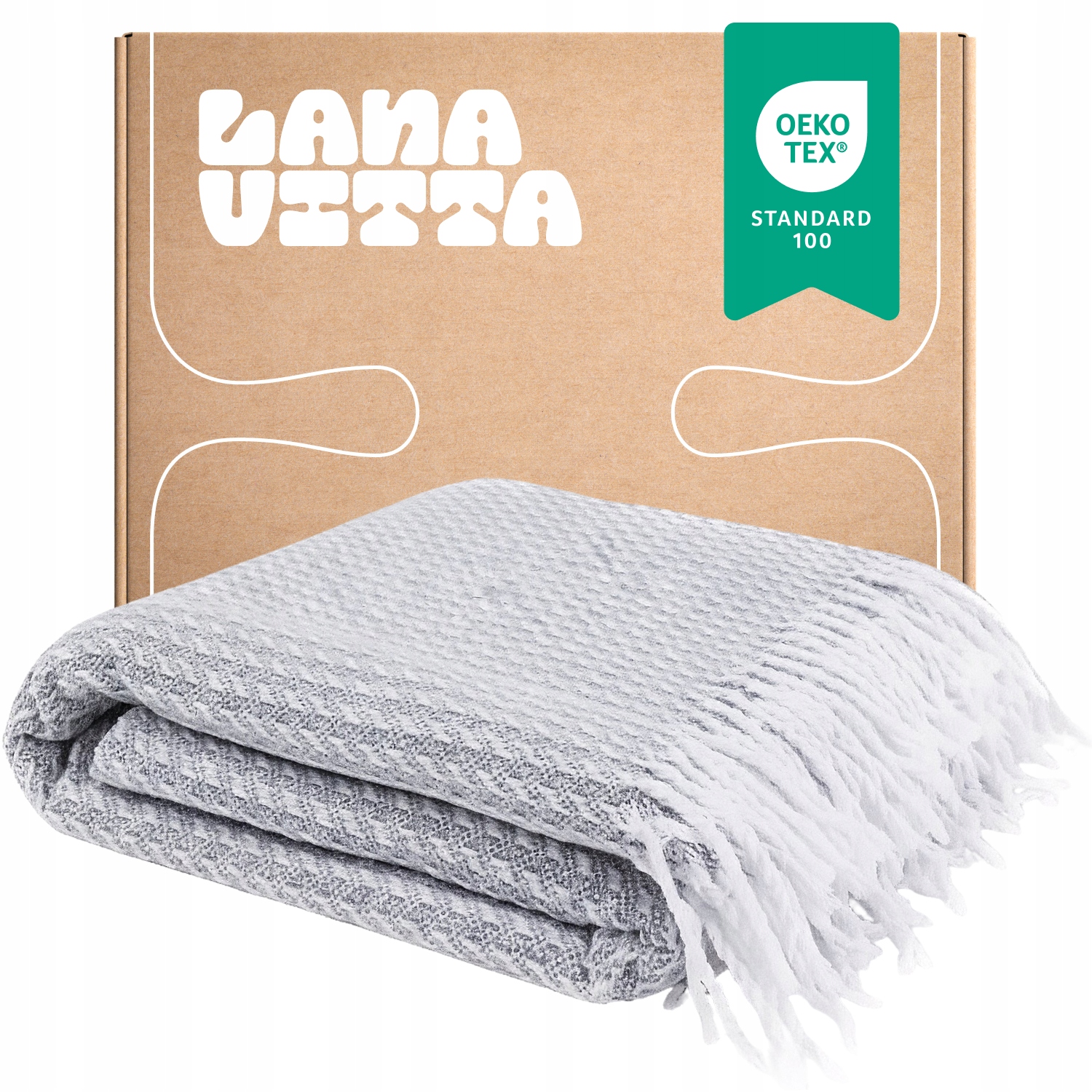 Bavlněná deka „Topaz“ Přehoz na postel Pled Šedá 200х220 cm