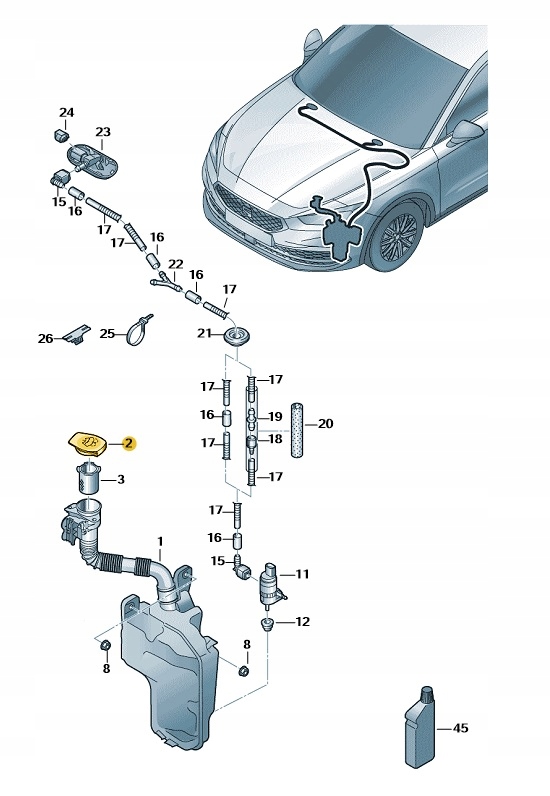 ZAŚLEPKA ZBIORNIKA PŁYNU SPRYSK CUPRA FORMENTOR 5G0955455 ORYGINAŁ Numer katalogowy części 5G0955455