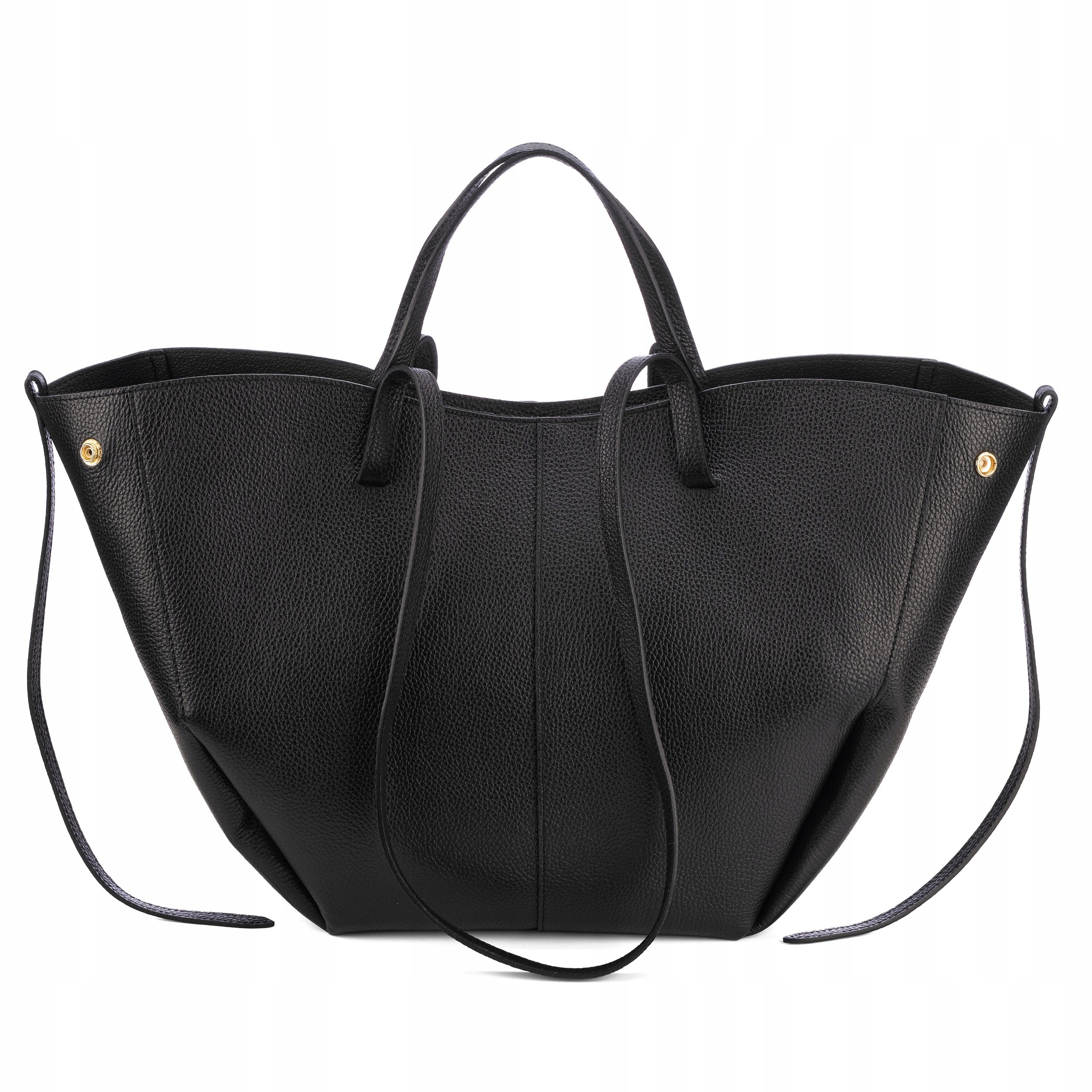 Černá Dámská Kožená Shopper Kabelka Vera Pelle, Velká Taška Přes Rameno A4