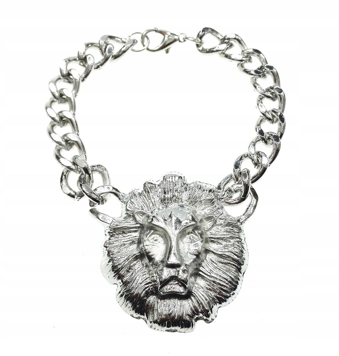 

Bransoletka łańcuch pancerka lew srebrny lion