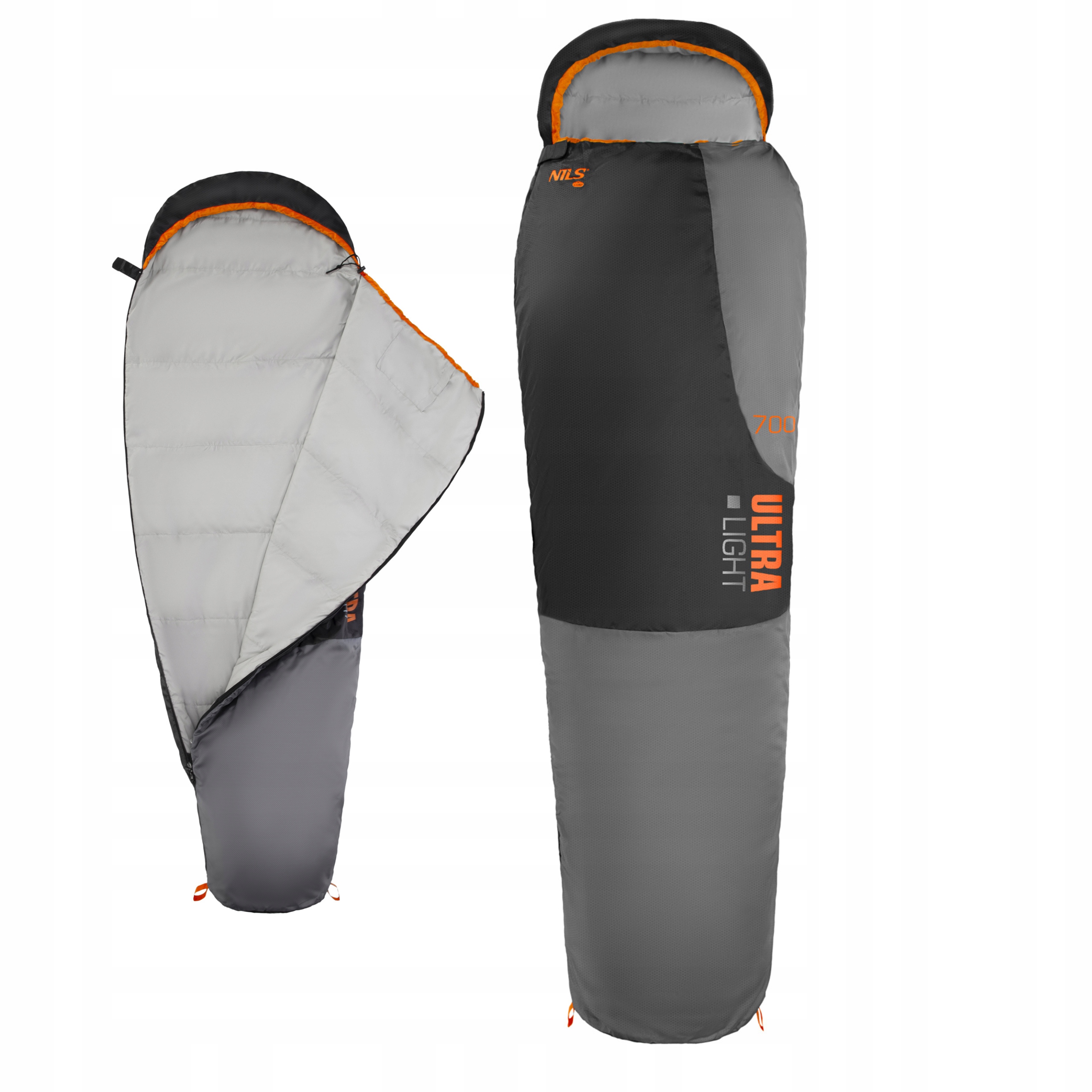 Malý letní turistický spací pytel Ultra Light 710 g Mumie Šedý Nils Camp