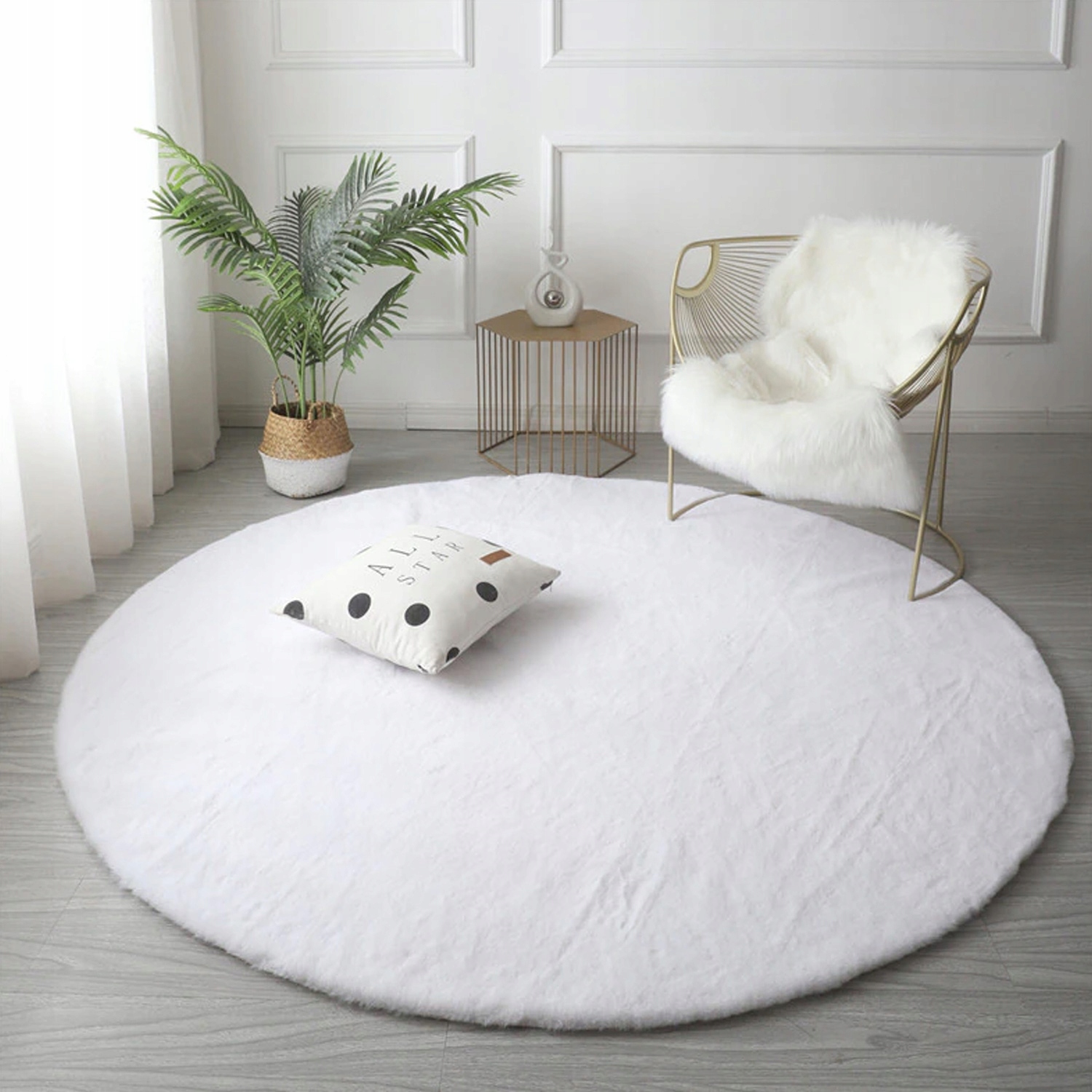 Okrągły dywan Rabbit jedwabisty aksamitny futro królika 100 Grubość 20 mm