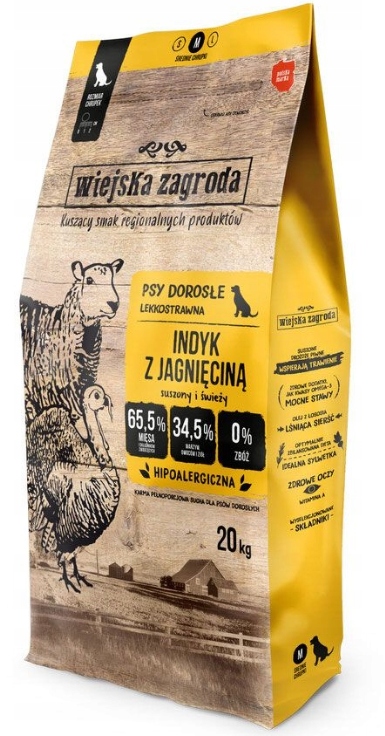 Wiejska Zagroda Indyk z Jagnięciną 20kg chrupek M