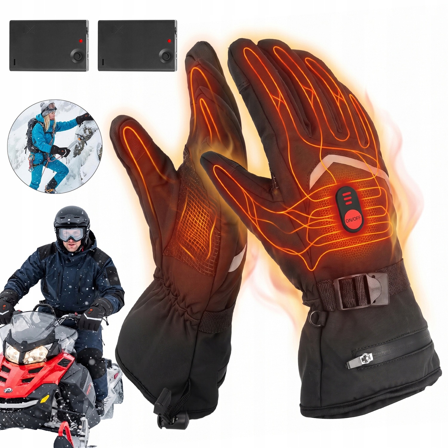 Větruodolné, plné zahřívání prstů, vyhřívané rukavice