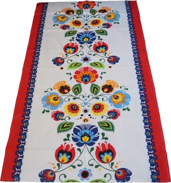 Bieżnik na stół ławę Obrus 65x120 Bawełniany Folk Łowicz Łowicki Folklor