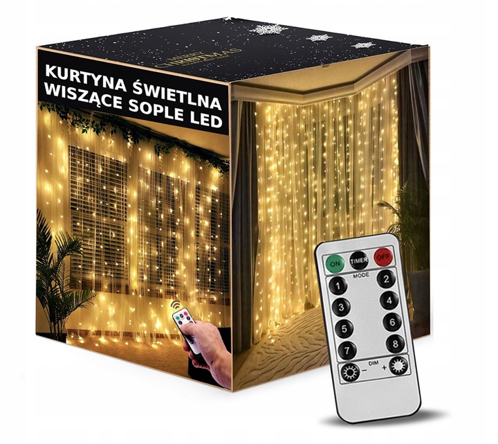 

Kurtyna Sople 300 Led Drucik 3X3 Biała Ciepła 300L