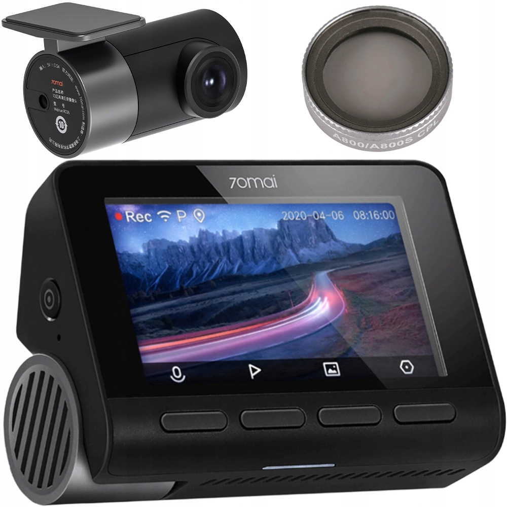 Відеореєстратор 70mai a800s + rc06 + CPL фільтр