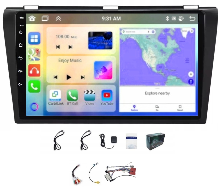 Android Rádio Navigace pro Mazda 3 2004-2009 s Carplay, 6GB Ram, 128GB paměť