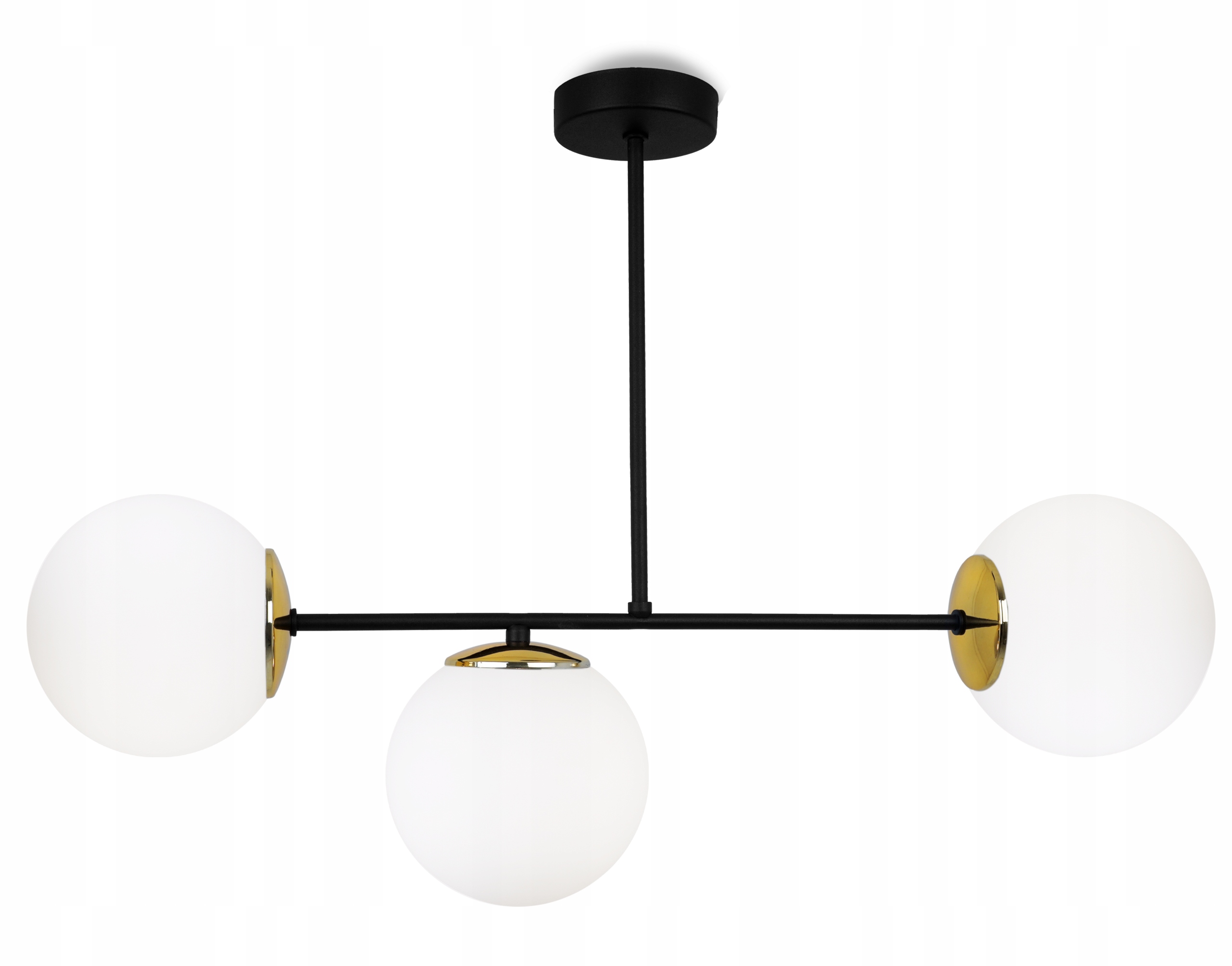 Lampa Sufitowa Wisząca Potrójna Żyrandol Białe Szklane Kule Glamour Loft
