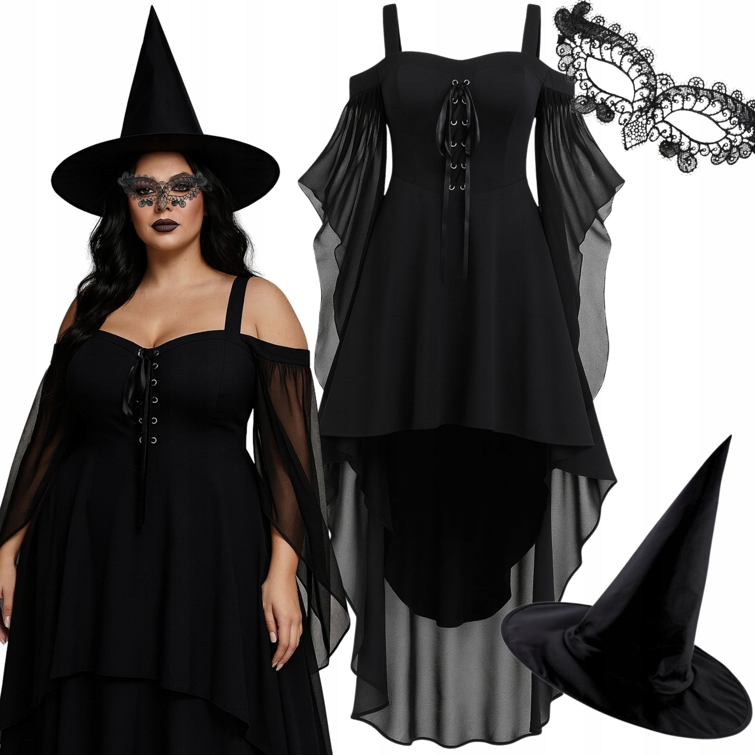 Kostým Čarodějnice Šaty Kostým , Halloweenský Klobouček, 3XL 4XL