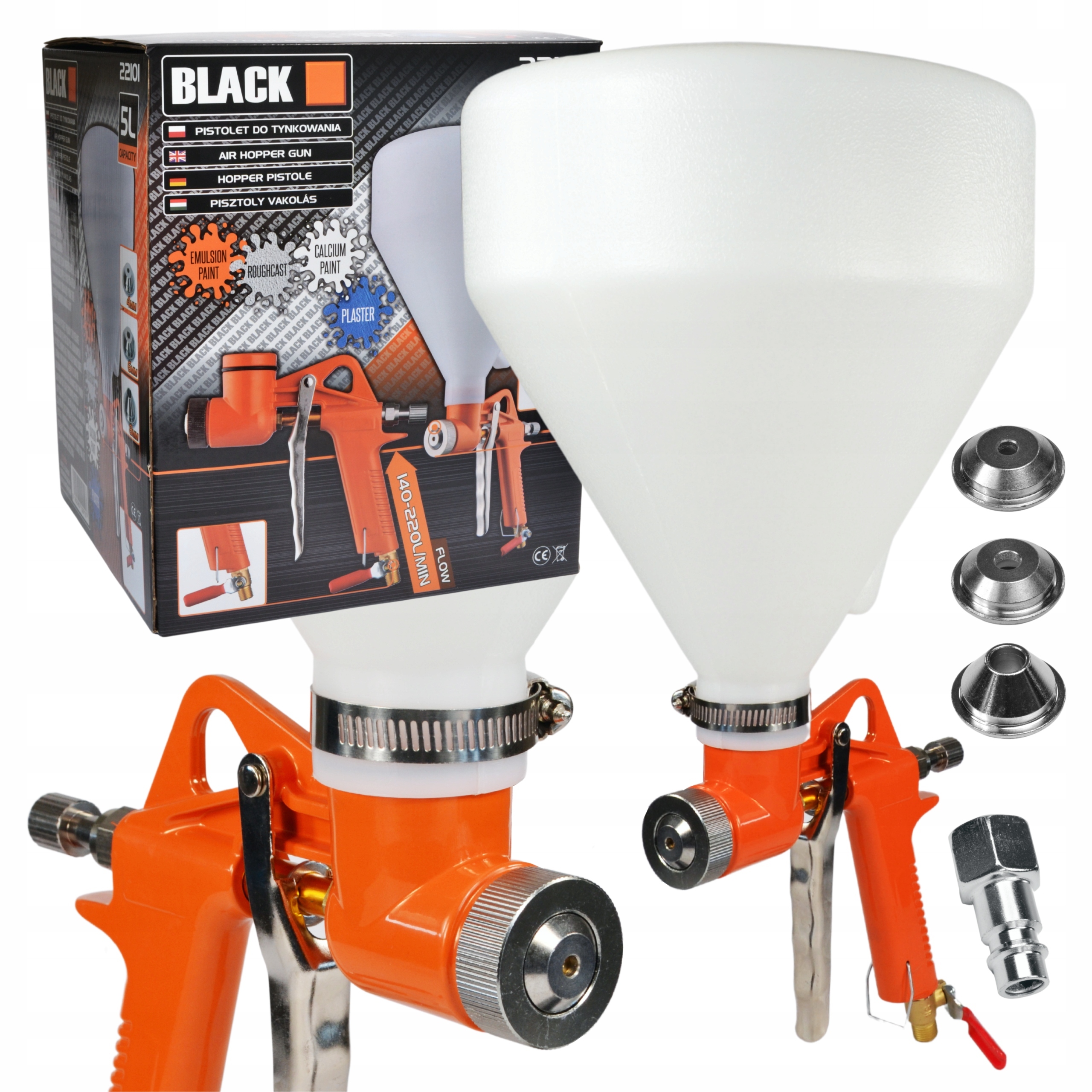 PISTOLET 5L DO TYNKOWANIA TYNKÓW MALOWANIA ŚCIAN BLACK