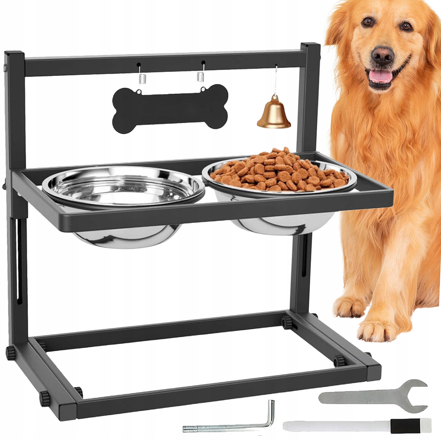 Dvojitá Miska Misky 2X1150 ML Pro Psa, Nastavitelná Výška, Stojan