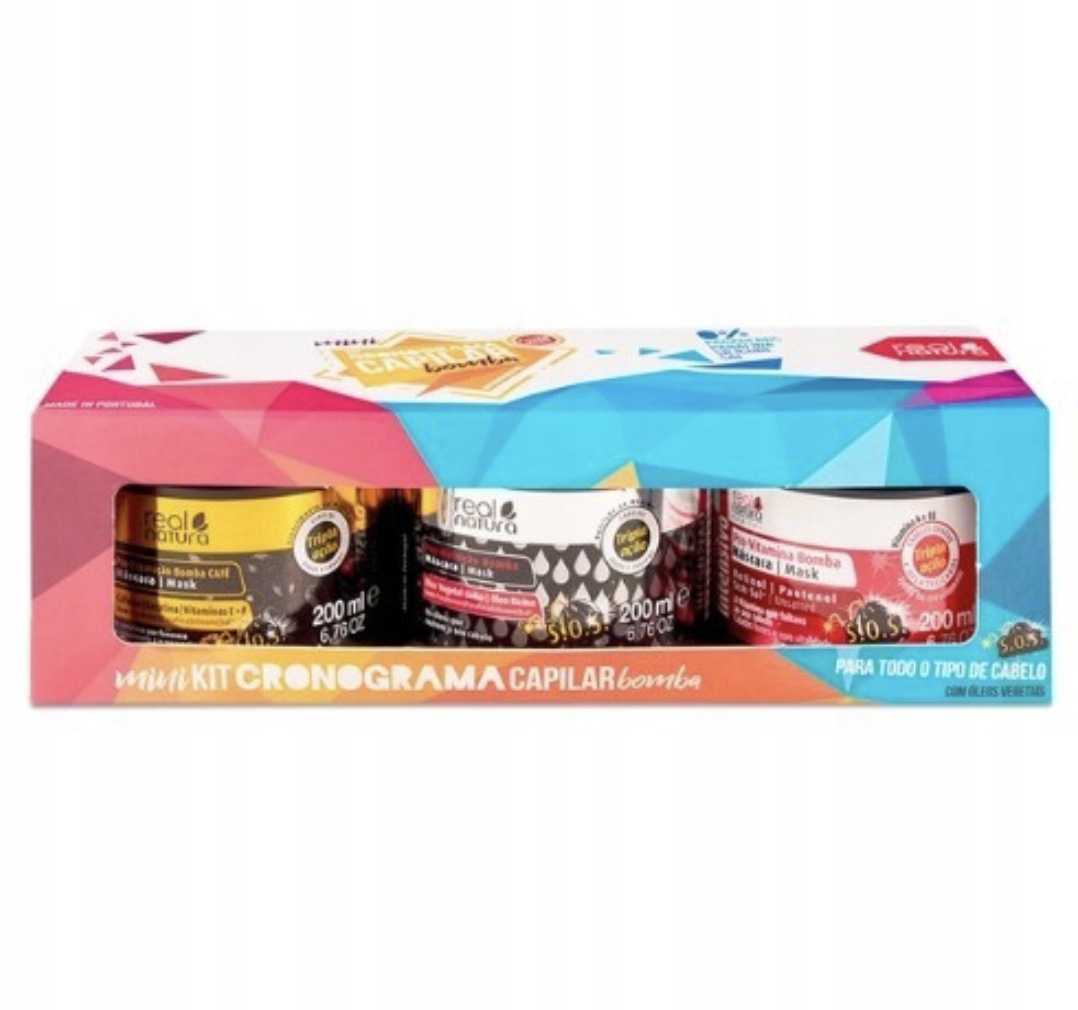 Real Natura Mini Kit Sada masek na vlasy 3x200 ml