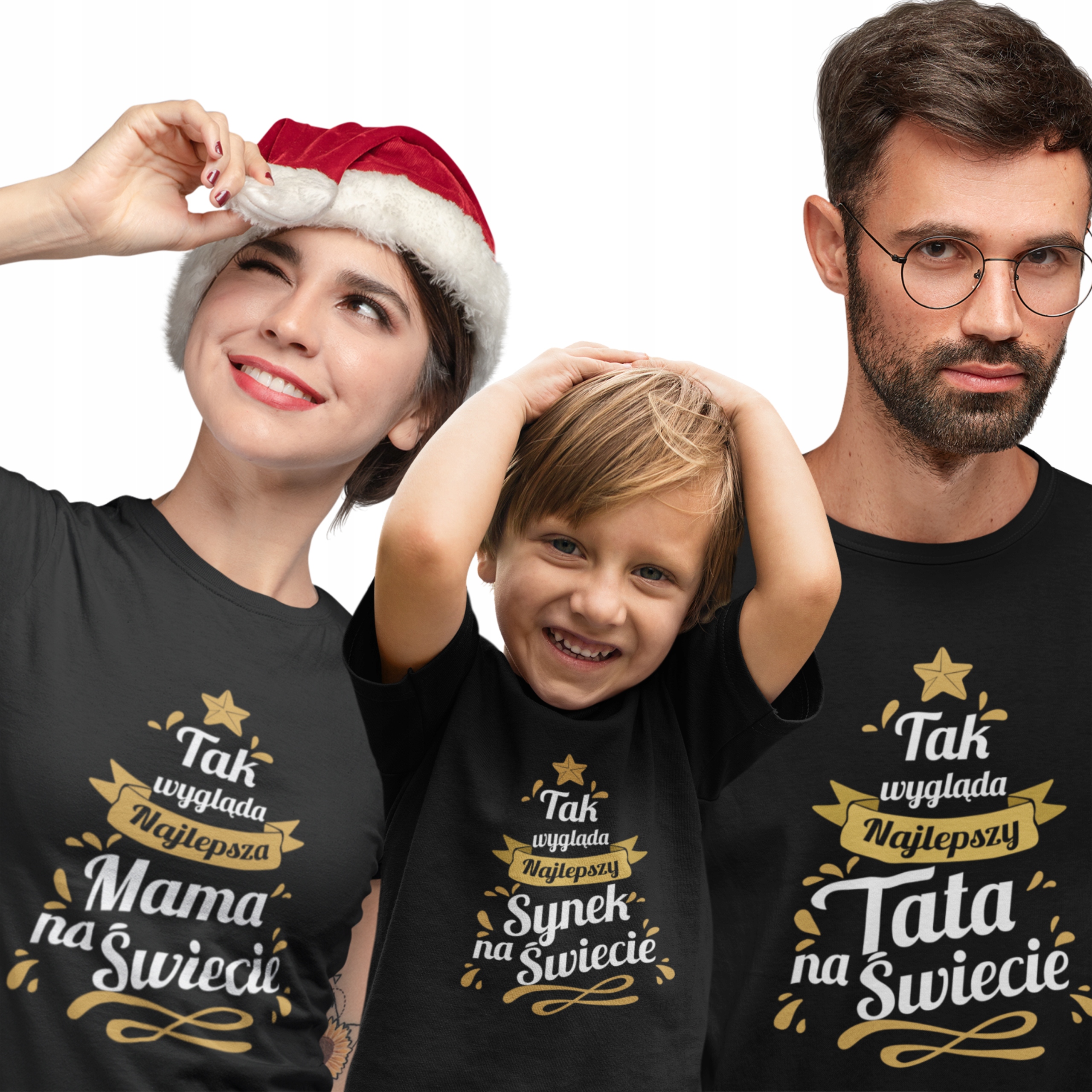 Vánoční sada 3 triček s jménem Máma Táta Dítě Štědrý den 5XL