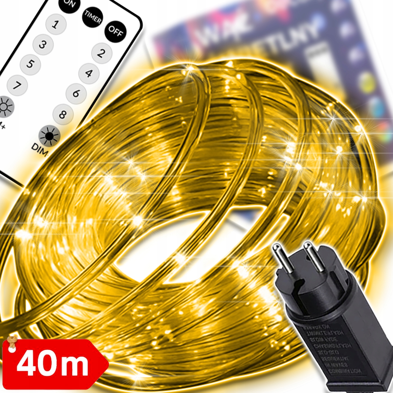 Venkovní Led Světelná Hadička S Teplým Bílým Světlem, 40 M, Voděodolná, Svítící