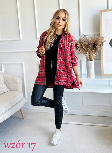 KOSZULA FLANELOWA DAMSKA w kratę luźna zapinana na guziki Rozmiar uniwersalny