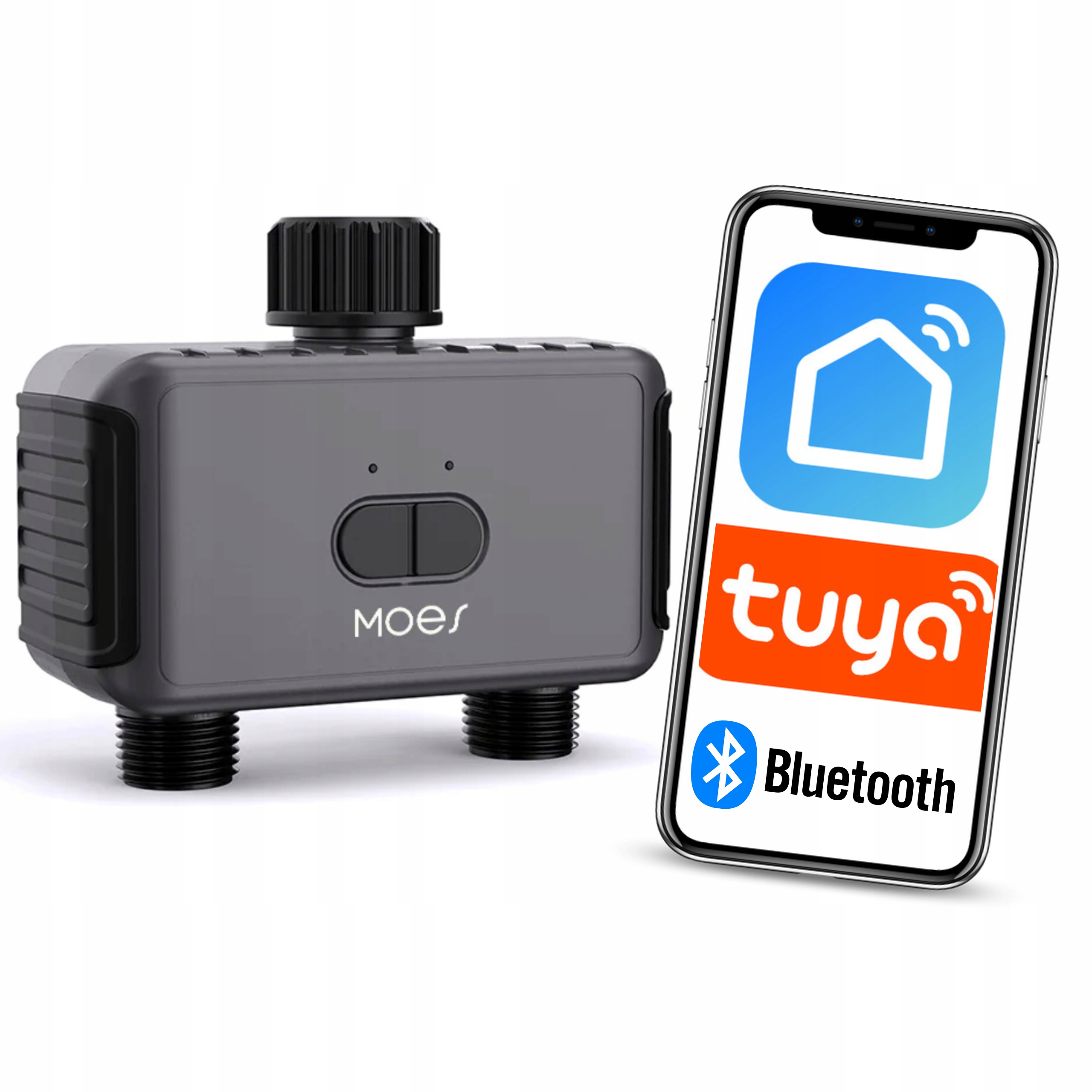 Podwójny zawór Moes Tuya Smart Bluetooth elektrozawór do nawadniania ogrodu