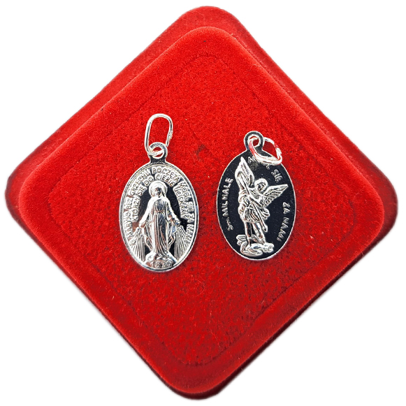 MICHAŁ ARCHANIOŁ | MATKA BOSKA NIEPOKALANA - SREBRNY MEDALIK 925 ze srebra Rodzaj Srebrne