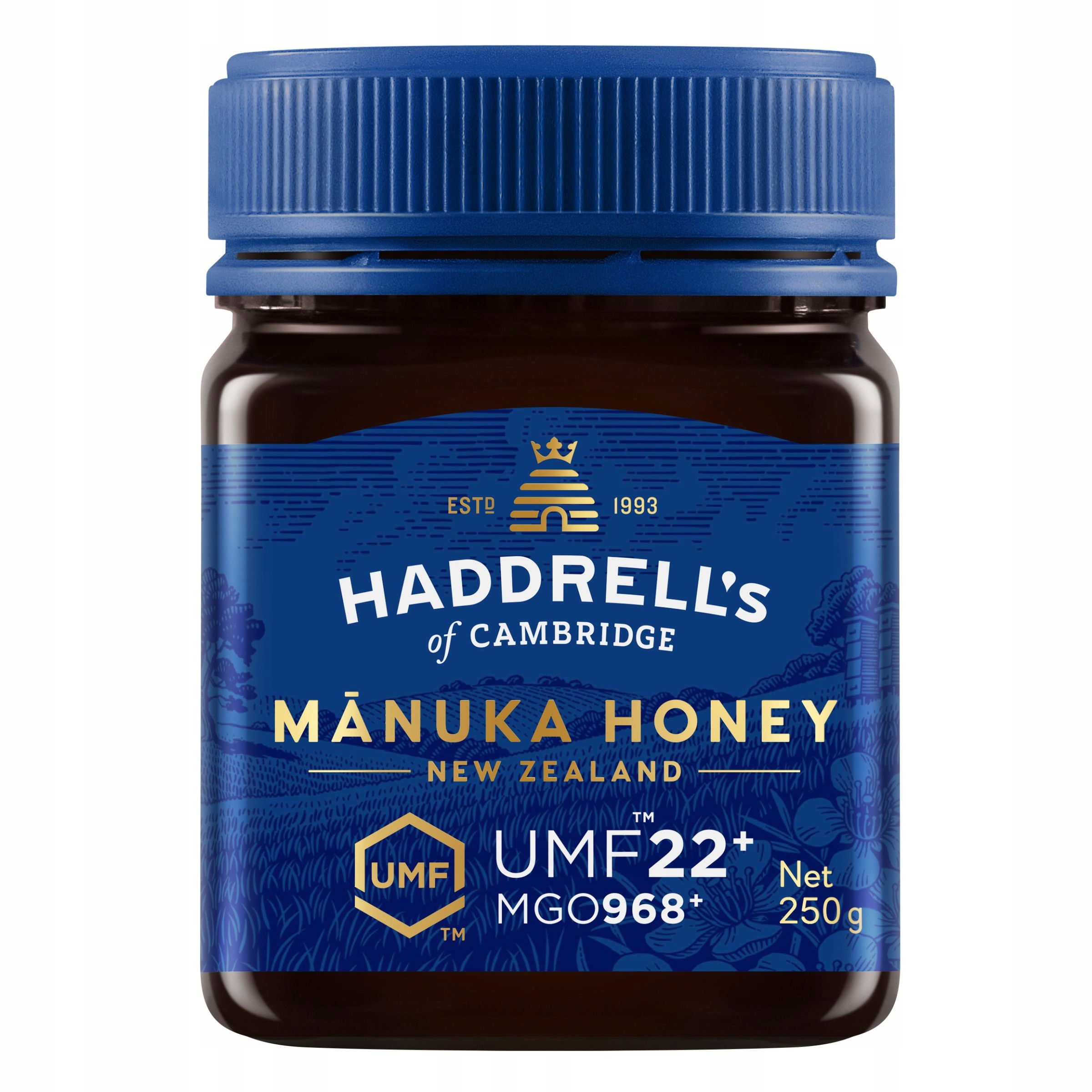 Levně Haddrellův med Manuka Umf 22+ Mgo 968+ 250 g Přírodní z Nového Zélandu