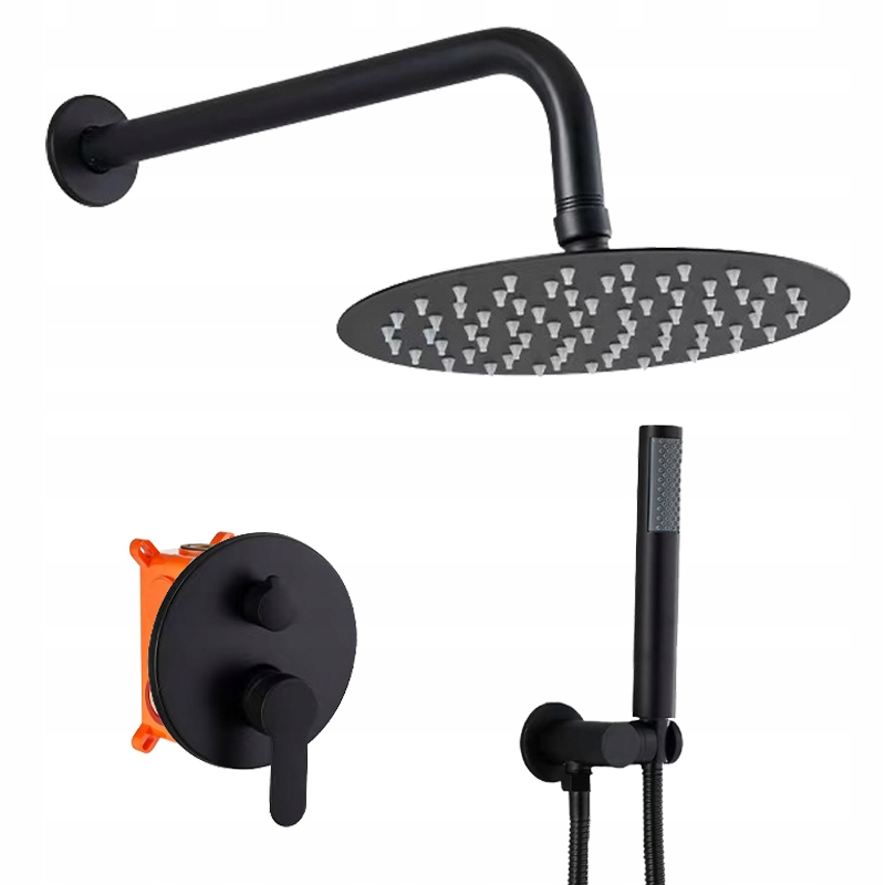 Podomietkový Sprchový Set Čierny S Dažďovou Sprchou Lungo