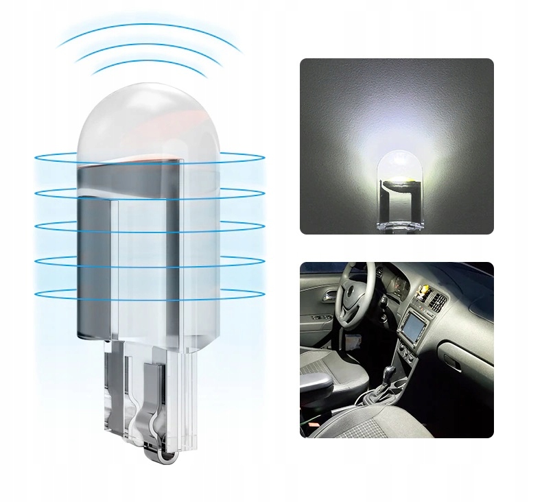 T10 12V HPC 360' BIAŁA W5W LED COB transparentna Producent Inny