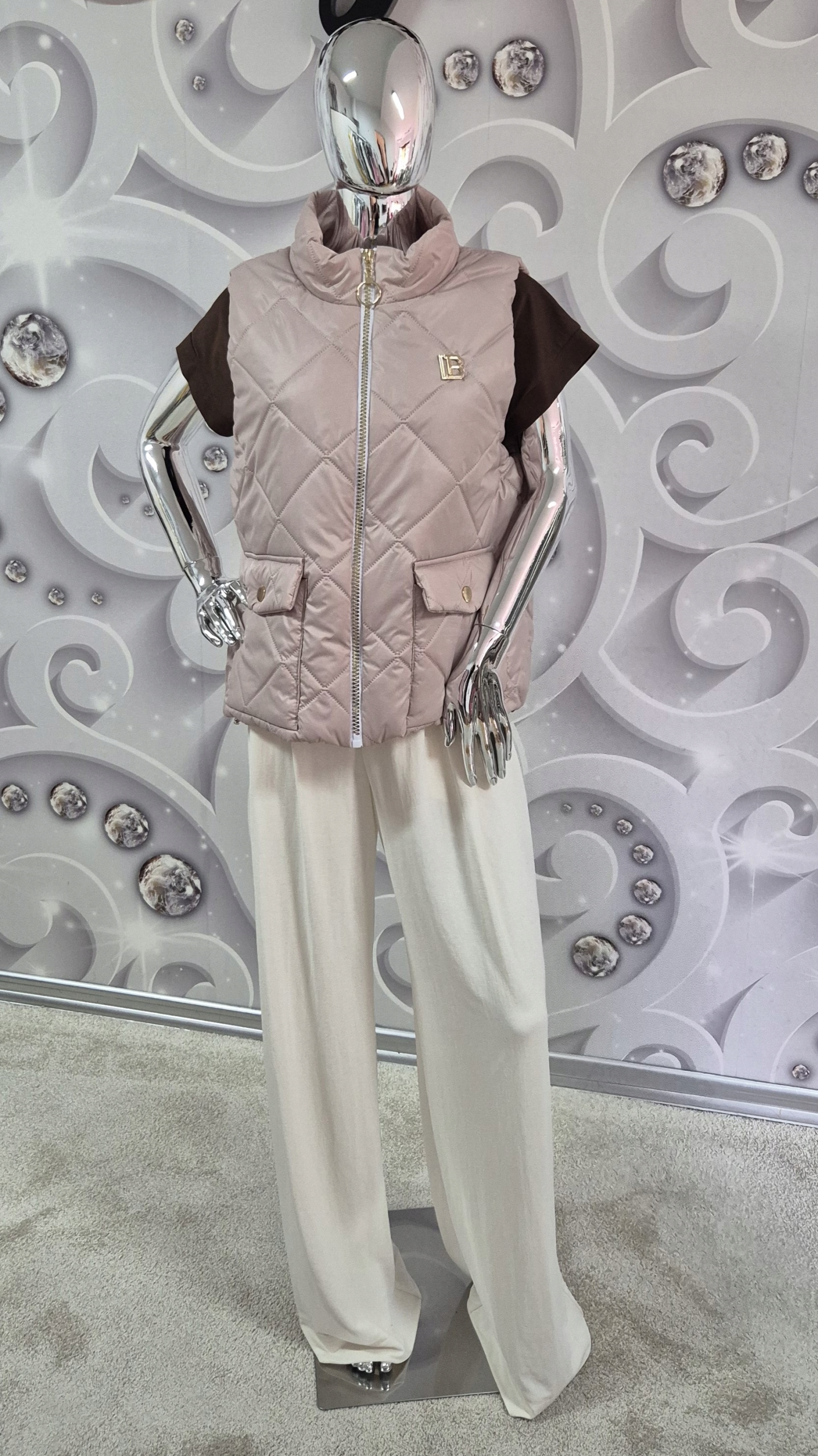 Dámská Prošívaná Vesta My Luxe Velikost 2, XL, 2XL Béžová