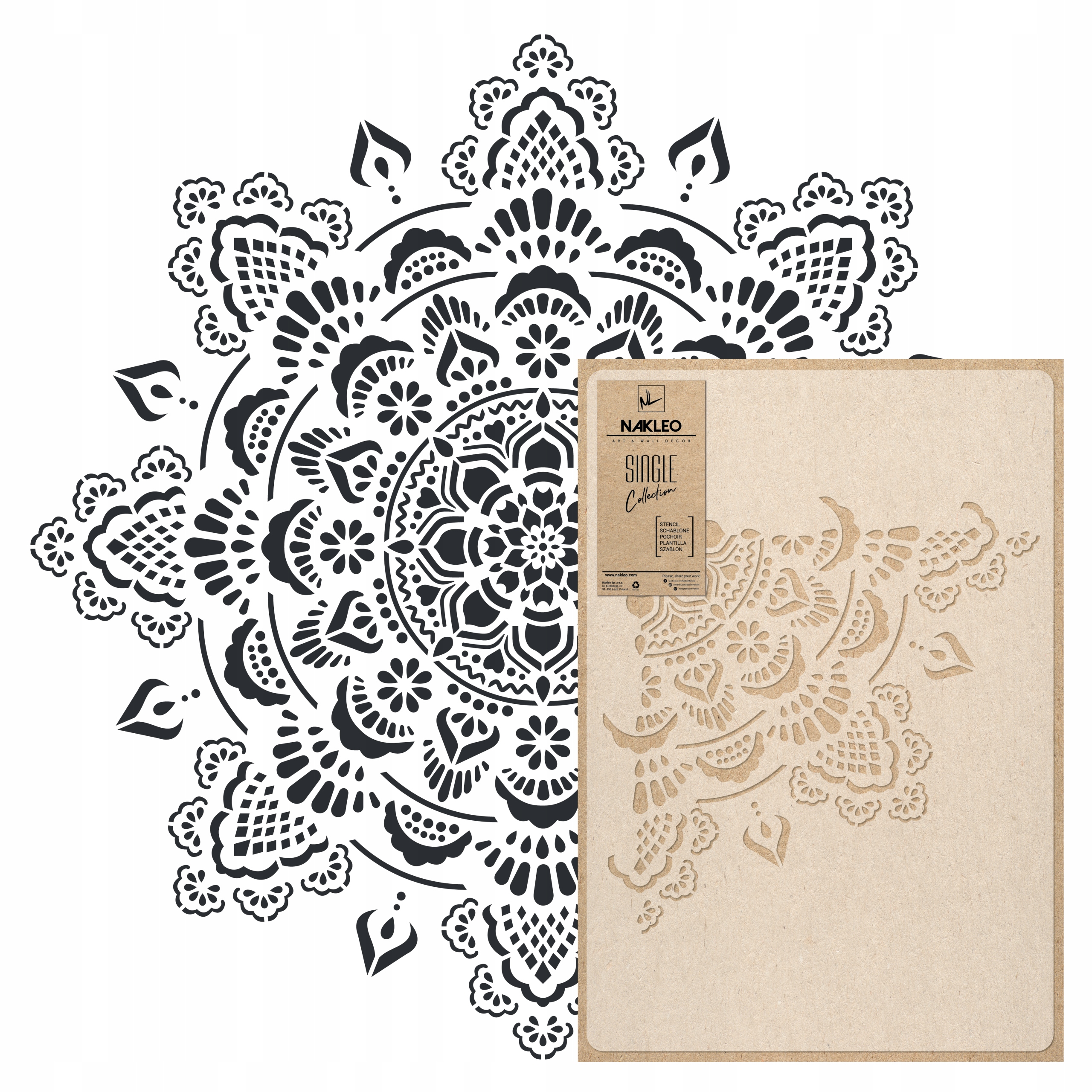 Malířská šablona Mandala XL průměr 100 cm pro omítky Opakovaně Použitelný Omítka Beton